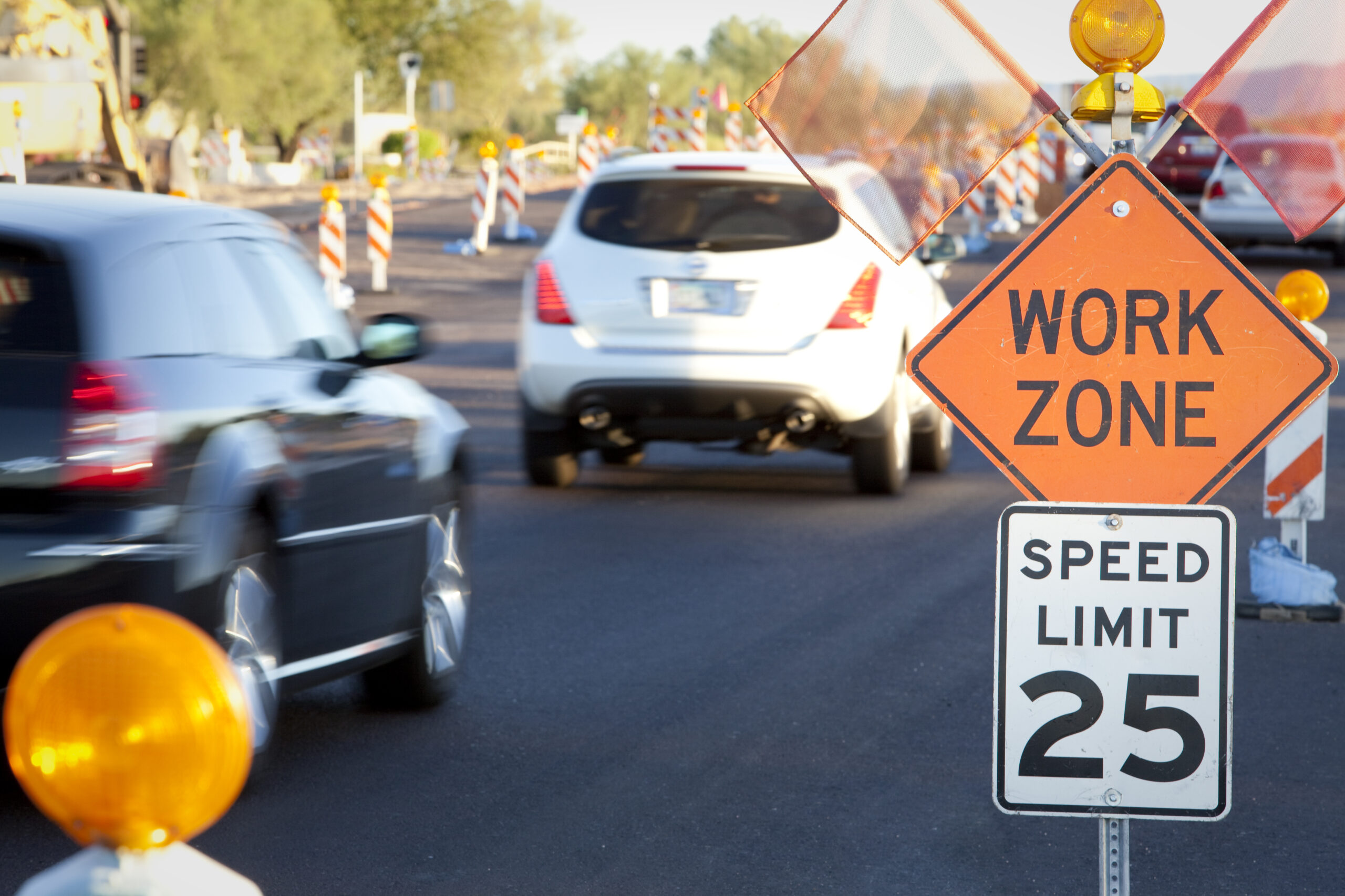 Road Construction Work Zone at Rush Hour