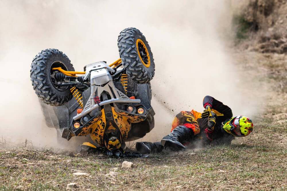 ATV rollover accident in British Columbia showing injured rider, used to illustrate proving negligence after an ATV crash